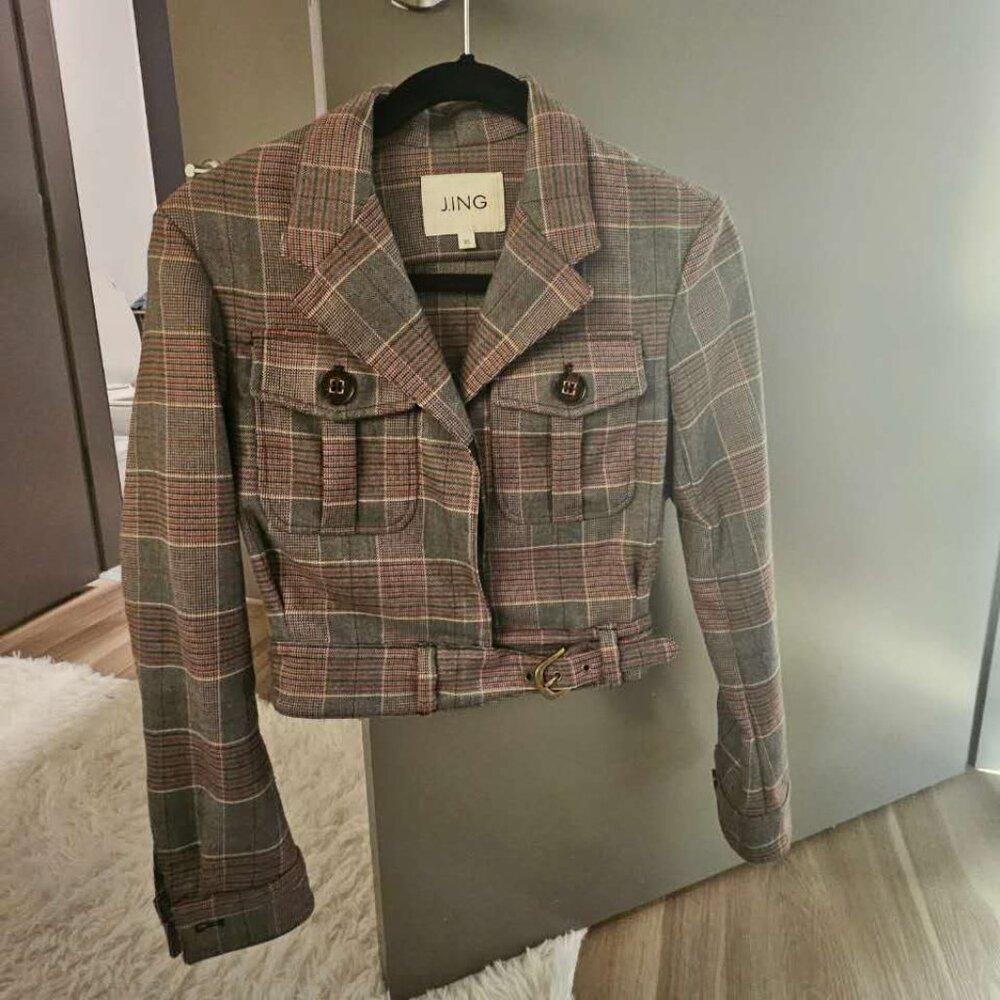 J.ING Lara Grey Plaid Jacket - XS / Grey - Matching set option - Picture 2 of 5